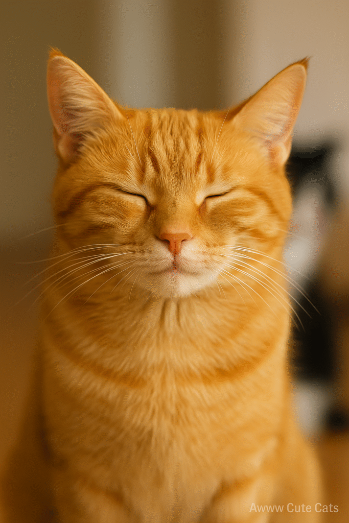 Cat performing slow blink, showing affection and relaxation.