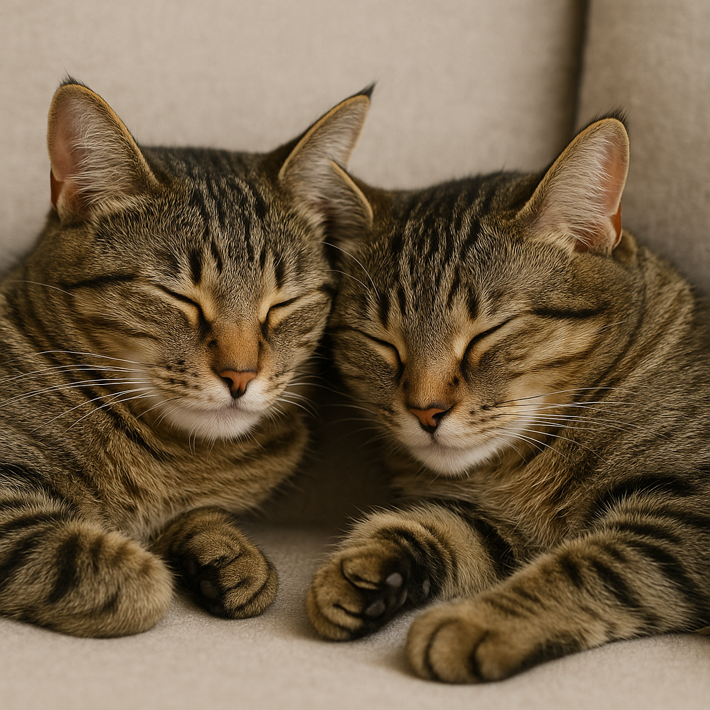 Cats resting together, symbolizing comfort and silent understanding.